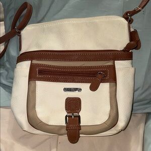 Cream and Brown Crossbody Bag
